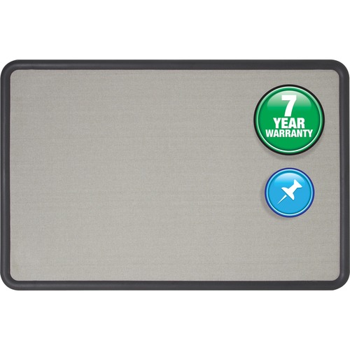 Fabric Covered Tack Board, 36"x24", Gray/Graphite Frame