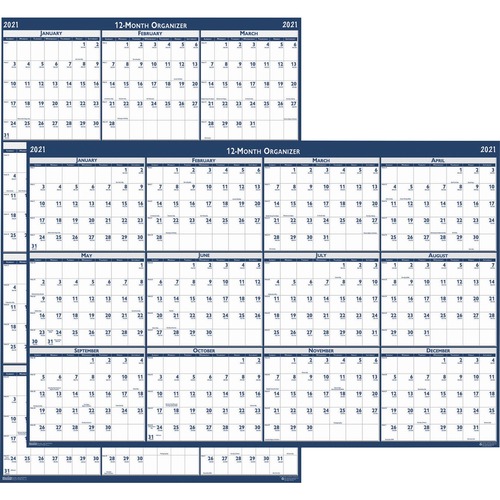 Laminated Reversible Planner,12 Mth JanDec,24"x37", BEGY