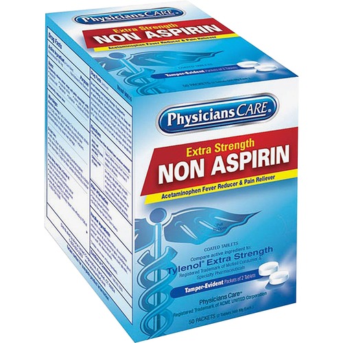 Non-Asprin, Acetaminophen,Single Dose,Ex Strength,2/PK,50/BX