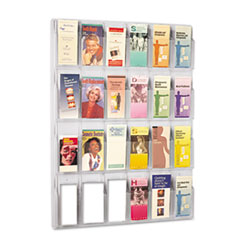 Literature Rack, 24 Pockets, 30"x2"x41", Clear