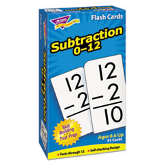 Math Flash Cards, Subtraction, 0 To 12, 3"x5-7/8"