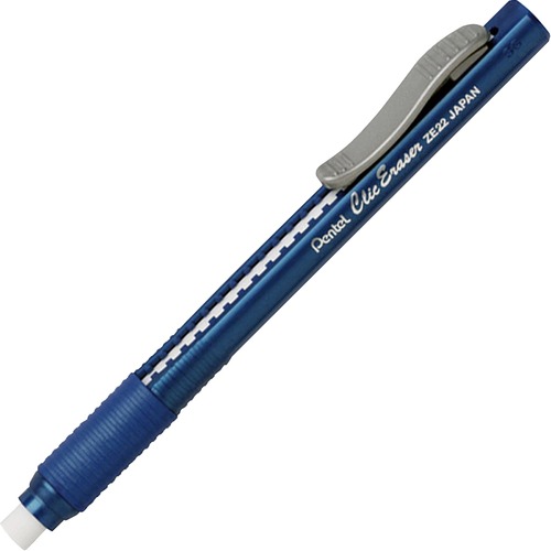 Clic Retractable Eraser, Refillable, Blue Barrel