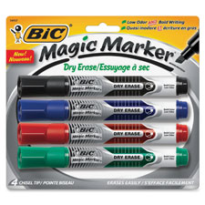 Dry Erase Marker, Low Odor, Chisel Point, 6ST/BX, AST