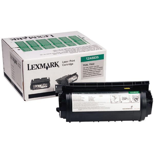 Genuine OEM Lexmark 12A6835 High Yield Black Return Program Laser/Fax Toner (20000 page yield)
