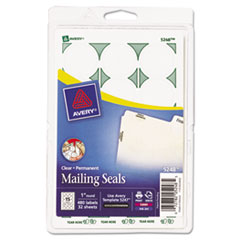 Mailing Seals, 1" Round, 480/PK, Clear