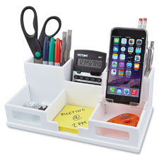 Desk Organizer w/Phone Hldr, 5-1/2"x10-2/5"x3-1/2", BK