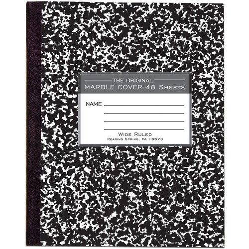 Composition Book,Square Design,8-1/2"x7",48 Sheets,Black