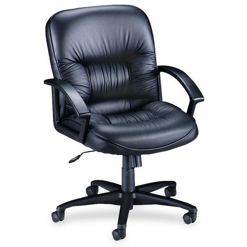 Managerial Mid-Back Chair,25-3/4"x29"x38-1/2"-42",Black Lthr