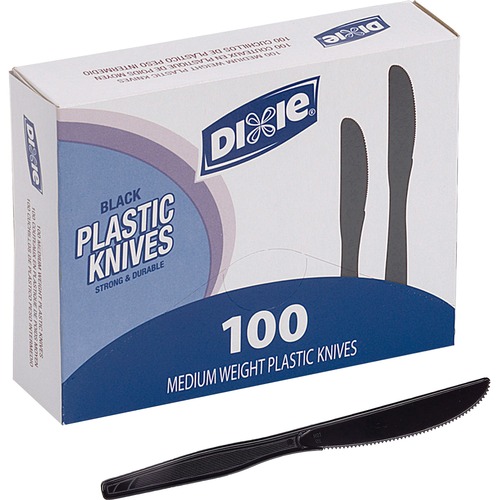 Plastic Tableware,Medium Weight,Knives,100/BX,Black