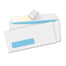 Peel/Seal Envelopes, Tint/Window ,9-3/4"x4", 500/BX, White