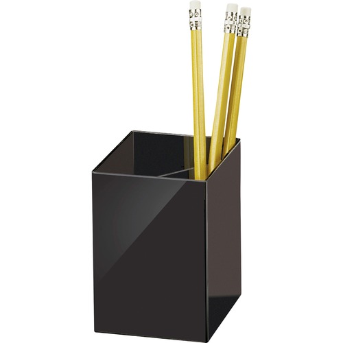Pencil cup, Three Compartments, 2-7/8"x2-7/8"x4", Black