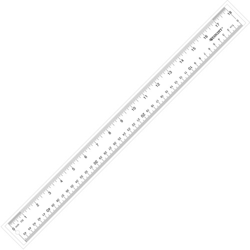 Plastic Ruler, Acrylic, 18" Long, Clear