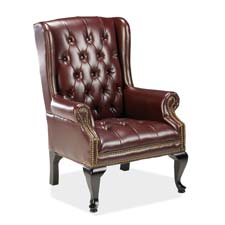 Queen Anne Side Chair, 29"x30"x39-1/2", Burgundy Leather