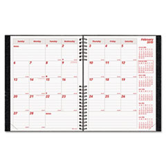 Monthly Planner,14 Month,2PPM,Hard Cover,11"x8-1/2",Black