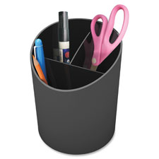 Large Pencil Cup, 3 Compartments, Black
