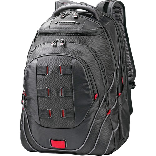 Perfect Fit Backpack, Adjustable, 13"x9"x19", Black/Red