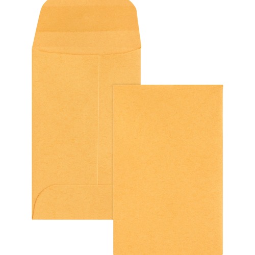 Coin Envelopes, No.1, 20lb., 500/BX, 2-1/4"x3-1/2", Kraft