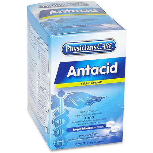 Antacid Medication Tablets, Single Packets, 2/PK, 50/BX