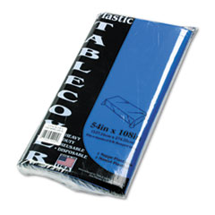 Plastic Table Cover, Rectangular, 54"x108", 6/PK, Blue