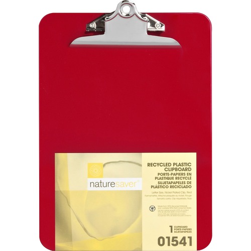 Plastic Clipboard, Recycled, 1" Cap, 9"x12", Red