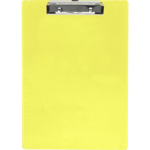 Plastic Clipboard, Letter, Holds 1/2" of Paper, Neon Yellow