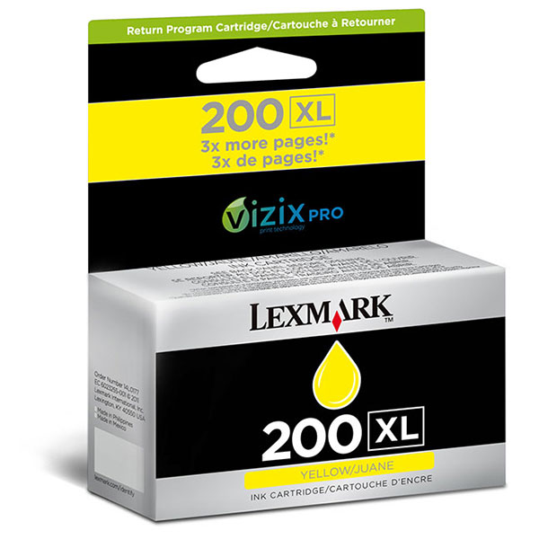 Genuine OEM Lexmark 14L0177 (Lexmark #200XL) High Yield Yellow Return Program Ink Cartridge (1600 Page Yield)