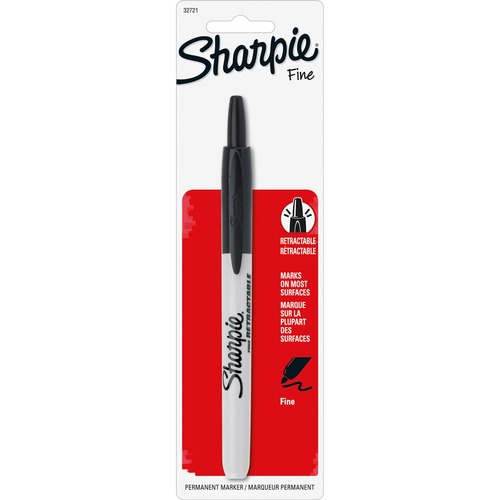 Retractable Sharpie Marker, Fine Point, Nontoxic, Black