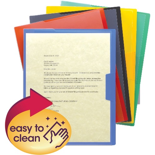 Poly Project Jackets,Top/Side Opening,Letter,5/PK,Assorted