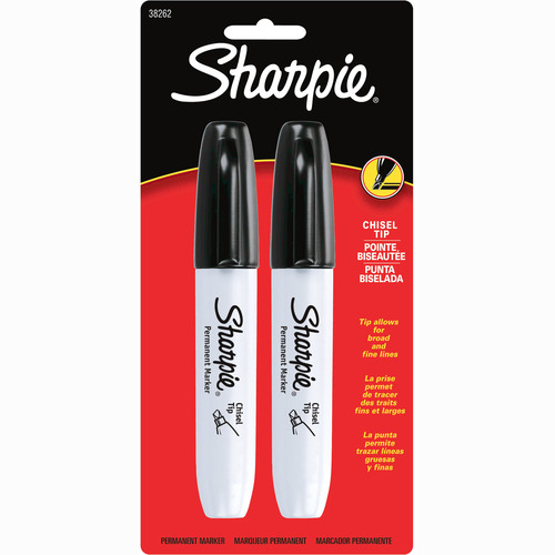 Sharpie Marker, Chisel Tip, 2/PK, Black