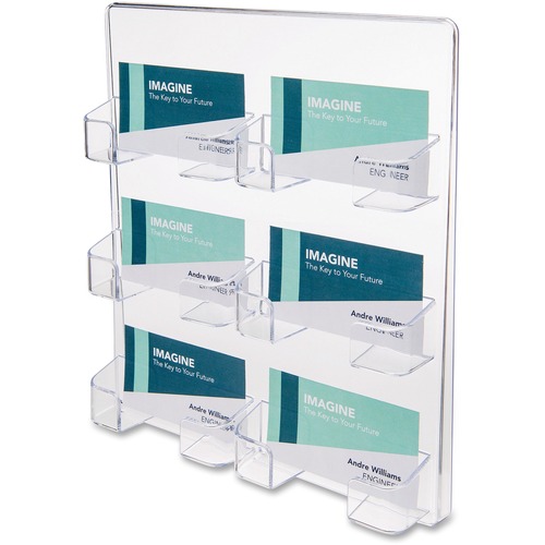 Business Card Holder,6 Slots,8-3/8"x1-1/2"x9-3/4",Clear