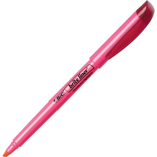 Highlighter, w/Clip, Chisel Point, Nontoxic, Pink