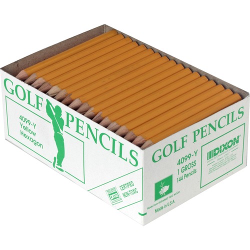 Golf Pencil, 3-1/2" L,No. 2 Core,Pre-sharpened,144/BX,Yellow