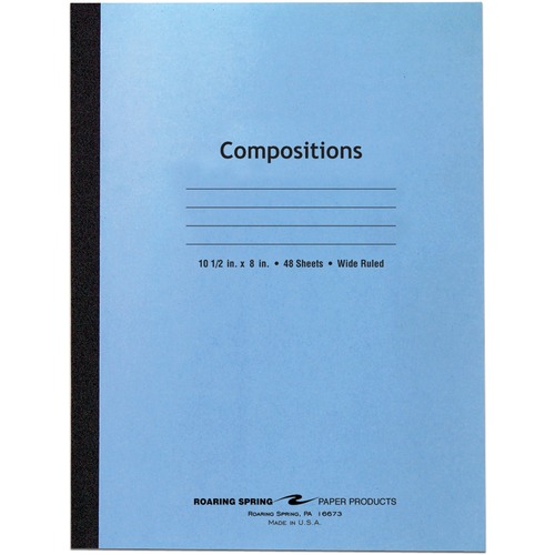Composition Book,Wide Ruled,10-1/2"x8",48 Sheets,Blue Cover