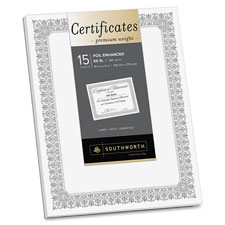 Premium Certificates, 66lb, 8-1/2"x11", 15/PK, White