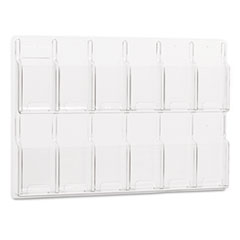 Literature Rack, 12 Pamphlets, 30"x2"X20-1/4", Clear