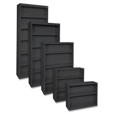 Steel Bookcase, 3-Shelf, 34-1/2"x12-5/8"x42", Black