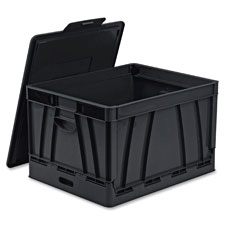 Collapsible Crate w/Lid, 13-3/5"x20"x10-2/5", Black