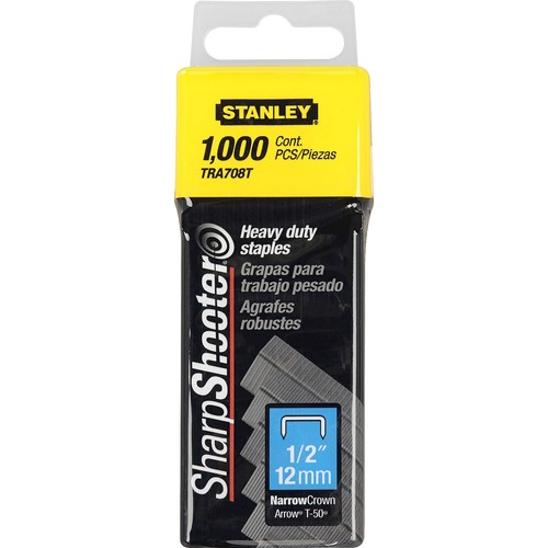 HD Staples, 1/2" Stanley Staples, 1000/BX, Silver