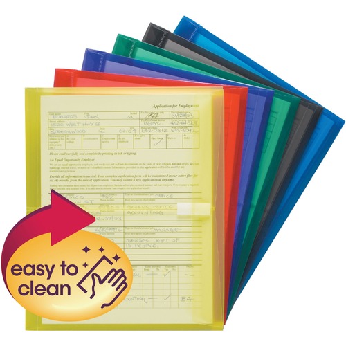 Poly Envelopes, Side Opening, Letter-Size, 6/PK, Assorted