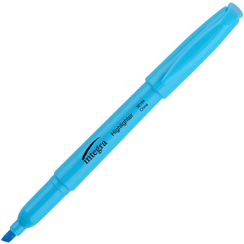 Pen Style Highlighter, Chisel Tip, 12/PK, Fluorescent Blue