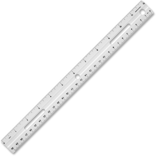 Plastic Ruler, Beveled Edges, 12"L, White