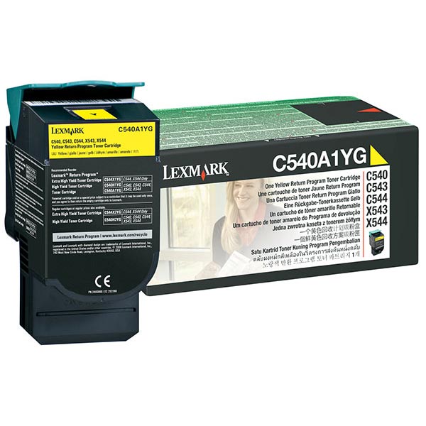 Genuine OEM Lexmark C540A4YG Government Yellow Return Program Toner (TAA Compliant Version of C540A1YG) (1000 Page Yield)