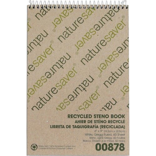 Steno Notebook, Gregg Ruled, 60 Sheets, 6"x9", White