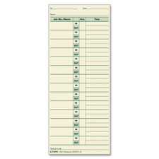 Job Cards, 3-1/2"x8-1/2", 500/BX, Green Ink/Manila Paper