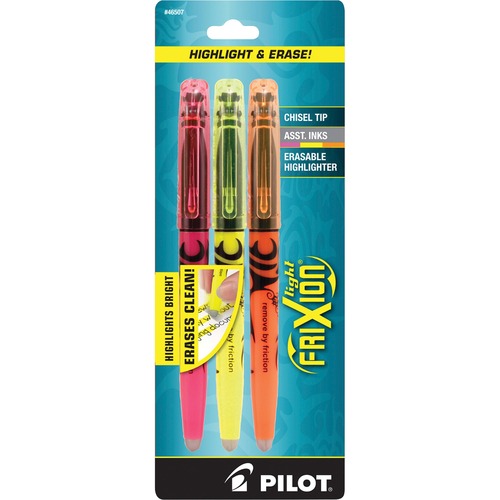 Erasable Highlighter, Chisel Point, 3/PK, Assorted