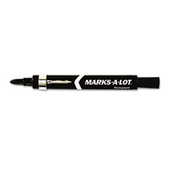 Large Permanent Markers, W/Pocket Clip, Bullet Point, Black
