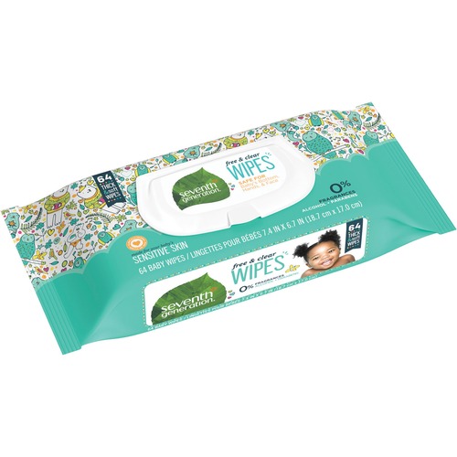 Baby Wipes, Hypoallergenic, 64 Wipes, 12/PK, Natural