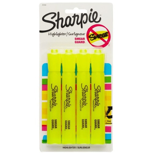 Major Accent Highlighter, Chisel Point, 4/PK, Yellow