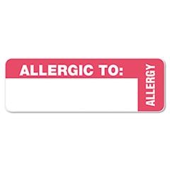 Allergic To Wrap Label, 3"x1", 500/RL, Red
