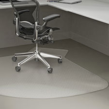 Chairmat, L-Workstatn, Med. Pile,60"x66", Lip 20"x12", Clear